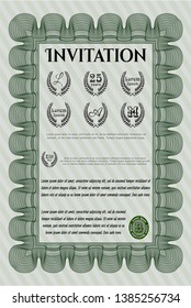 Green Formal invitation template. Easy to print. Customizable, Easy to edit and change colors. Money Pattern. 