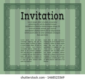 Green Formal invitation template. Easy to print. Detailed. Lovely design. 