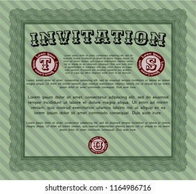 Green Formal invitation template. Elegant design. With quality background. Vector illustration. 