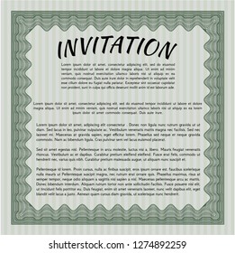 Green Formal invitation template. Elegant design. With quality background. Vector illustration. 