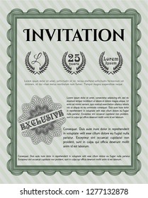 Green Formal invitation template. Elegant design. Complex background. Vector illustration. 