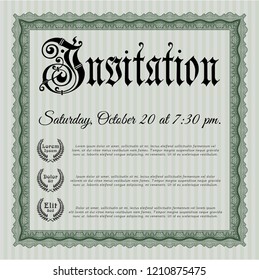 Green Formal invitation template. Excellent design. Detailed. With quality background. 
