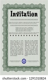Green Formal invitation template. Excellent design. Customizable, Easy to edit and change colors. With great quality guilloche pattern. 