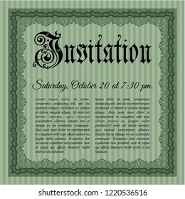 Green Formal invitation template. With great quality guilloche pattern. Nice design. Detailed. 