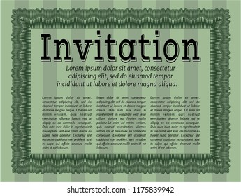 Green Formal invitation template. With linear background. Customizable, Easy to edit and change colors. Lovely design. 