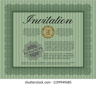 Green Formal invitation template. With linear background. Money style design. Customizable, Easy to edit and change colors. 