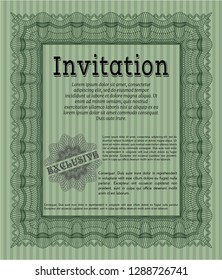 Green Formal invitation template. With linear background. Customizable, Easy to edit and change colors. Beauty design. 