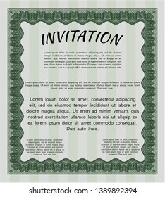 Green Formal invitation template. With linear background. Customizable, Easy to edit and change colors. Superior design. 