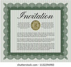 Green Formal invitation template. Modern design. Customizable, Easy to edit and change colors. Complex background. 