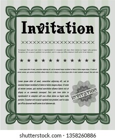 Green Formal invitation template. Modern design. Printer friendly. Detailed. 