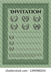 Green Formal invitation template. Modern design. With linear background. Customizable, Easy to edit and change colors. 