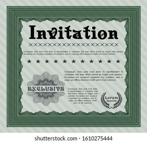 Green Formal invitation template. Modern design. Vector illustration. Printer friendly. 