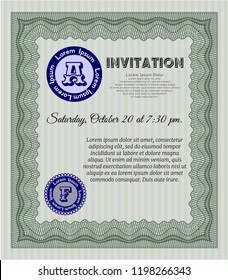 Green Formal invitation template. Money Pattern. Customizable, Easy to edit and change colors. With guilloche pattern. 