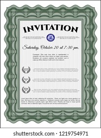 Green Formal invitation template. Money design. Printer friendly. Vector illustration. 