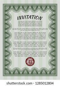 Green Formal invitation template. Money Pattern. Complex background. Detailed. 