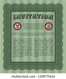 Green Formal invitation template. Nice design. Easy to print. Detailed. 