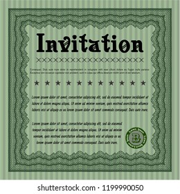 Green Formal invitation template. Nice design. Detailed. Complex background. 