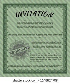Green Formal invitation template. Perfect design. With complex background. Customizable, Easy to edit and change colors. 