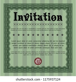 Green Formal invitation template. Perfect design. Printer friendly. Detailed. 