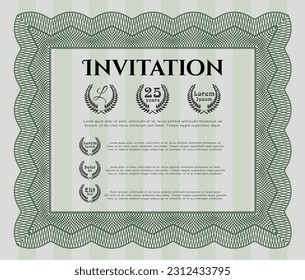 Green Formal invitation template. Perfect design. With complex background. Vector illustration. 