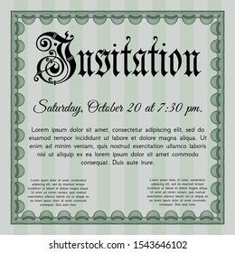 Green Formal invitation template. Printer friendly. Vector illustration. Good design. 