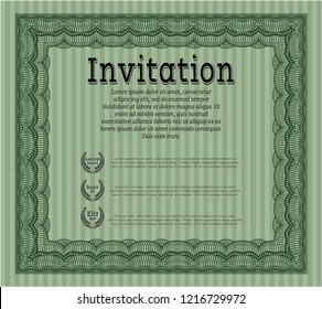 Green Formal invitation template. With quality background. Vector illustration. Elegant design. 