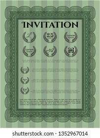 Green Formal invitation template. With quality background. Detailed. Excellent design. 