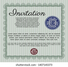 Green Formal invitation template. With quality background. Excellent design. Detailed. 