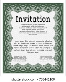Green Formal invitation template. With quality background. Modern design. Vector illustration. 