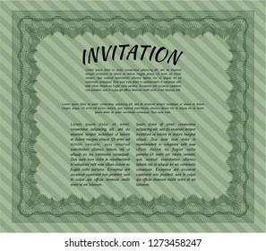 Green Formal invitation template. Retro design. Customizable, Easy to edit and change colors. With linear background. 