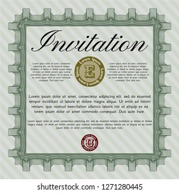 Green Formal invitation template. Sophisticated design. Detailed. With quality background. 