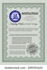 Green Formal invitation template. Vector illustration. With background. Good design. 