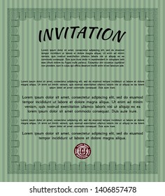 Green Formal invitation template. Vector illustration. With quality background. Elegant design. 