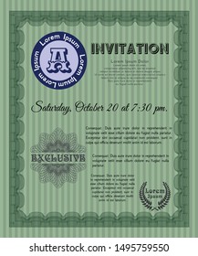 Green Formal invitation template. Vector illustration. With quality background. Excellent design. 