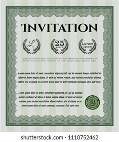 Green Formal invitation. Vector illustration. Printer friendly. Modern design. 