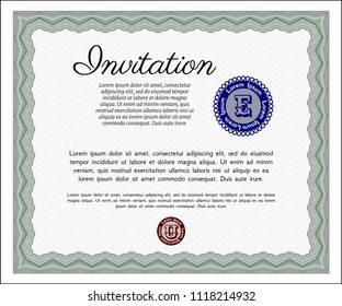 Green Formal invitation. Vector illustration. With quality background. Elegant design. 