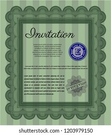 Green Formal invitation. Vector illustration. With quality background. Excellent design. 