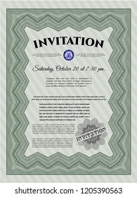Green Formal invitation. Vector illustration. With quality background. Good design. 