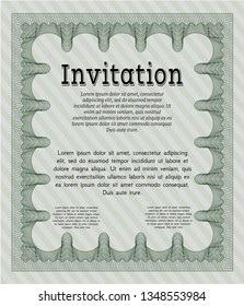 Green Formal invitation. Vector illustration. Easy to print. Beauty design. 