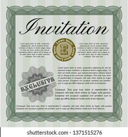 Green Formal invitation. Vector illustration. With background. Beauty design. 