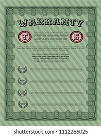Green Formal Warranty Certificate template. Customizable, Easy to edit and change colors. With quality background. Money Pattern. 