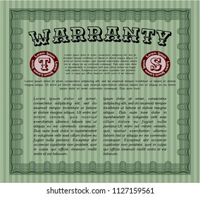 Green Formal Warranty Certificate template. With complex background. Customizable, Easy to edit and change colors. Money design. 