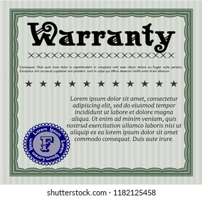 Green Formal Warranty Certificate template. Retro design. Customizable, Easy to edit and change colors. With complex linear background. 