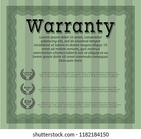 Green Formal Warranty Certificate template. Beauty design. Customizable, Easy to edit and change colors. With great quality guilloche pattern. 