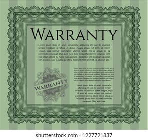 Green Formal Warranty Certificate template. Beauty design. With linear background. Customizable, Easy to edit and change colors. 