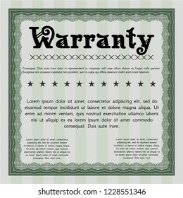Green Formal Warranty Certificate template. With quality background. Vector illustration. Perfect design. 