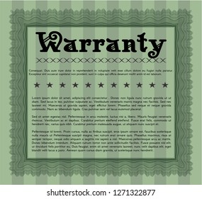 Green Formal Warranty Certificate template. Perfect design. With complex background. Vector illustration. 