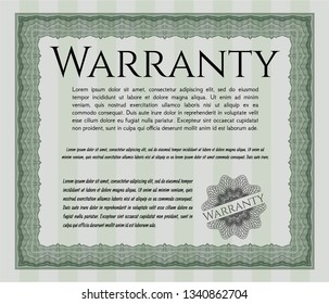 Green Formal Warranty Certificate template. With guilloche pattern and background. Modern design. Customizable, Easy to edit and change colors. 