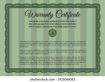 Green Formal Warranty Certificate Template Beauty Stock Vector (Royalty ...