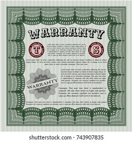 Green Formal Warranty Certificate template. Customizable, Easy to edit and change colors. With guilloche pattern. Cordial design. 